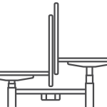 Två arbetsplatser, individuella bordsskärmar