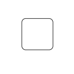 Square table top, rounded corners.